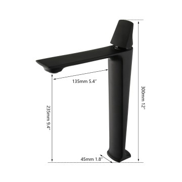 Moderne zwarte mengkraan hoog model