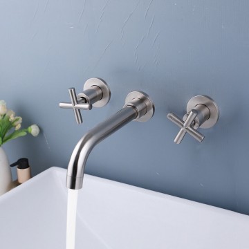 Mooie geborsteld nikkel muurkraan inbouw