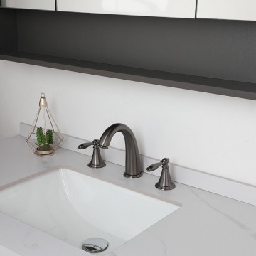 Mooie gun metal 3 delige wastafelkraan