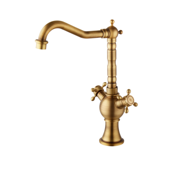 Mooie hoge landelijke bronzen wastafelkraan