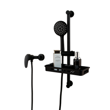 Mooie zwarte douchekraan met glijstang