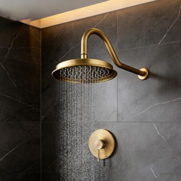 Nostalgische inbouw regendouche bronskleur 7