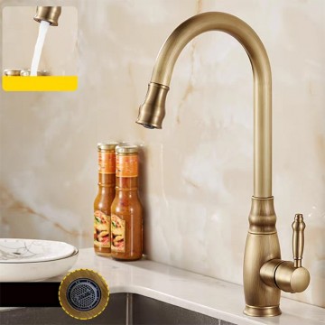 Nostalgische keukenkraan bronskleur 1 stand 1