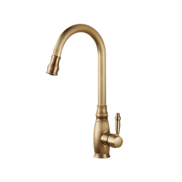 Nostalgische keukenkraan bronskleur 1 stand 1