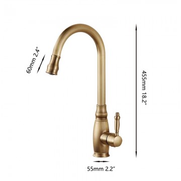 Nostalgische keukenkraan bronskleur 1 stand 2