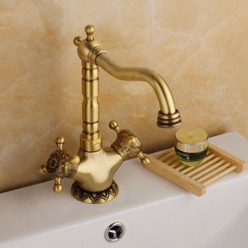 Nostalgische wastafelkraan brons 0