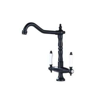 Nostalgische zwarte tweehendel mengkraan