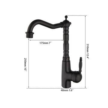 Olie bronskleurige wasteflkraan afmeting