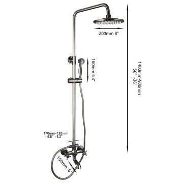 Opbouw gun metyal doucheset regendouche 6