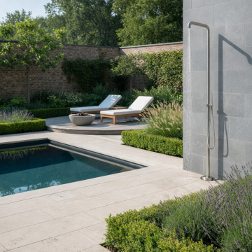 Outdoor shower buiten douche rvs look geborsteld nikkel 6