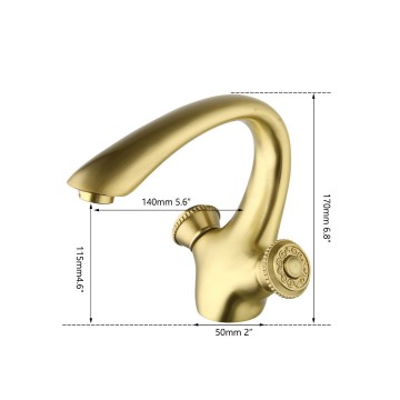 Overzicht afmetingen van de mat gouden kraan