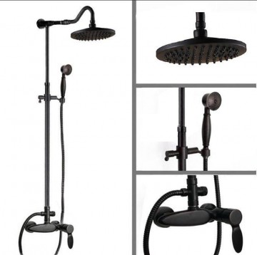 Klassieke gewreven olie brons opbouw douche set douchekop 20 CM retro handdouche