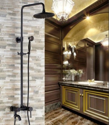 Klassieke nostalgische olie brons opbouw douche met douchekop 20 CM retro handdouche