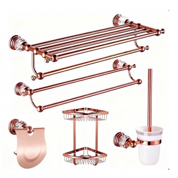 Rose goudkleurige badkamer accessoires 18