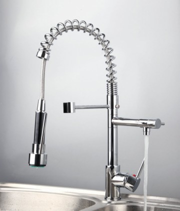 Professionele chroom design keukenkraan met aparte handbediening sproeikop