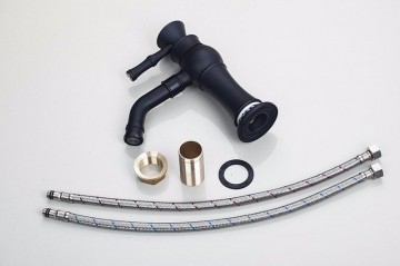 Vintage olie bronzen badkraan klasieke uitvoering en Crystal hendel