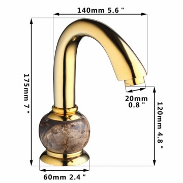 3 delige Gouden badkraan voor montage op badrand of voor wastafel nostalgische look