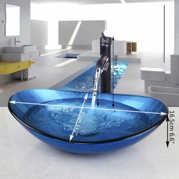 waskom blauw met kraan olie brons