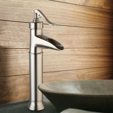 Retro wastafelkraan Klassiek model geborsteld nikkel afgewerkt extra hoog