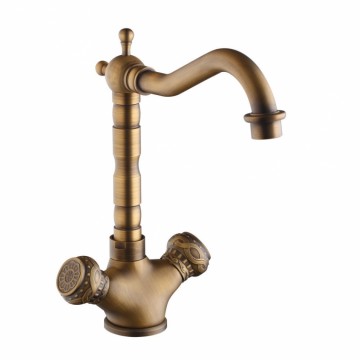 Elegante nostalgische bronzen wastafelkraan Antiek messing look