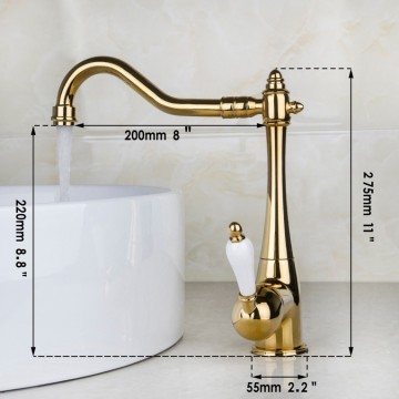 Nostalgische wastafelkraan Klassiek model goud antiek afgewerkt keukenkraan