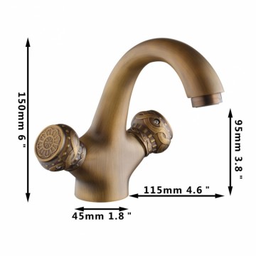 Nostalgische wastafelkraan vintage model Brons afgewerkt klassiek design