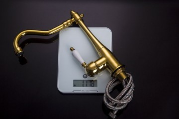 Nostalgische wastafelkraan Klassiek model goud antiek afgewerkt keukenkraan