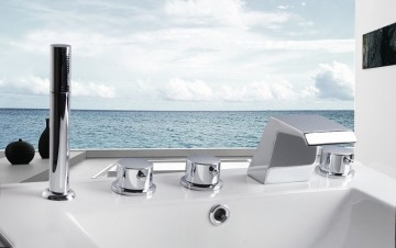 5 delige watervalkraan voor montage op badrand  inclusief handdouche en slang