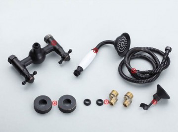 Nostalgische olie brons douchekraan muurbevestiging inclusief handdouche met wit keramiek