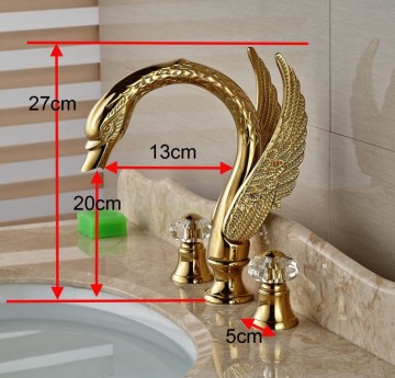 3 delige Gouden Zwaan badkraan voor montage op badrand of voor wastafel montage nostalgische look
