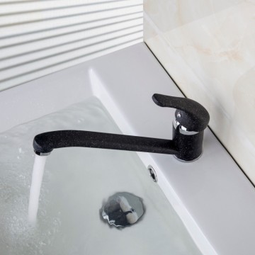 Wastafelkraan zwart met witte spikkels