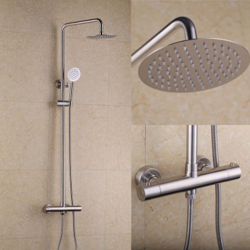 Thermostatische geborsteld nikkel douche-set inclusief handdouche