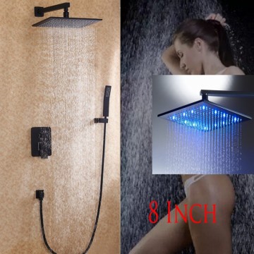 Olie brons gewreven LED stortdouche inclusief douche-arm en handdouche.