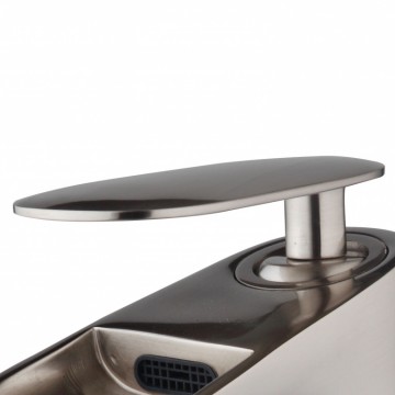 Nikkel geborstelde waterval wastafelkraan strak model