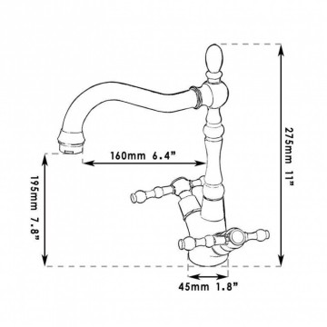 Nostalgische chroom wastafel kraan welke ook geschikt is als keukenkraan