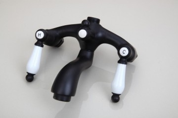 Nostalgische zwart Olie brons opbouw douche met douchekop 20 CM retro handdouche met keramiek hendels