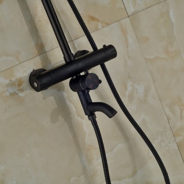 Thermostatische nostalgische olie brons douche-set inclusief bad-kraan en retro handdouche