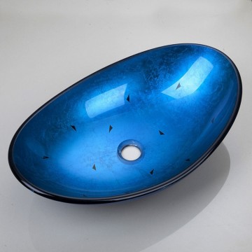 waskom blauw met kraan olie brons