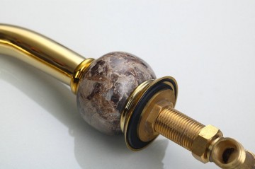 3 delige Gouden badkraan voor montage op badrand of voor wastafel nostalgische look