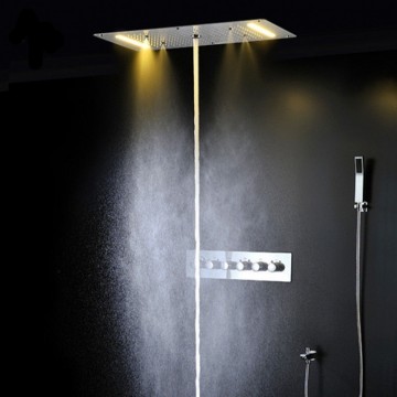 Grote luxe waterval LED stortdouche combinatie met thermostatische bediening en massage optie