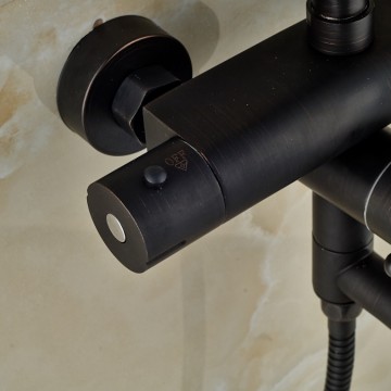 Thermostatische nostalgische olie brons douche-set inclusief bad-kraan en retro handdouche