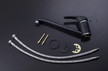 Wastafelkraan zwart met witte spikkels