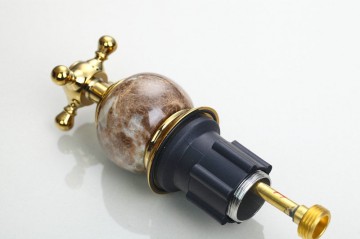 3 delige Gouden badkraan voor montage op badrand of voor wastafel nostalgische look