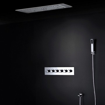 Grote luxe waterval LED stortdouche combinatie met thermostatische bediening en massage optie