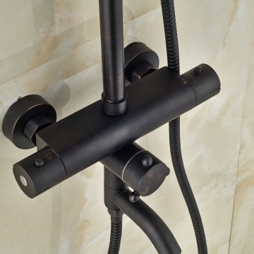 Thermostatische nostalgische olie brons douche-set inclusief bad-kraan en retro handdouche