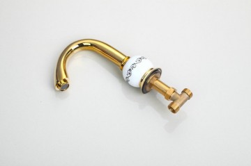 3 delige Gouden Badkraan voor montage op badrand of voor wastafel montage nostalgische look