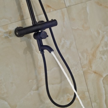 Thermostatische nostalgische olie brons douche-set inclusief bad-kraan en retro handdouche