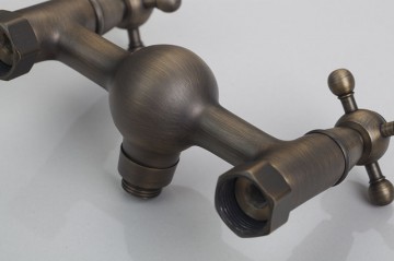 Nostalgische bronzen douchekraan muurbevestiging inclusief handdouche en bevestigingsbeugel