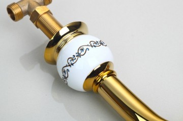 3 delige Gouden Badkraan voor montage op badrand of voor wastafel montage nostalgische look