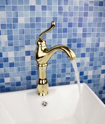 Gouden wastafelkraan Klassiek model goud retro afgewerkt